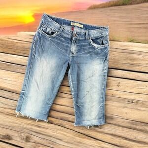 BKE Denim Shorts Mens 33x31.5 Culture Jorts Stretch Frayed Hem Distressed Grunge